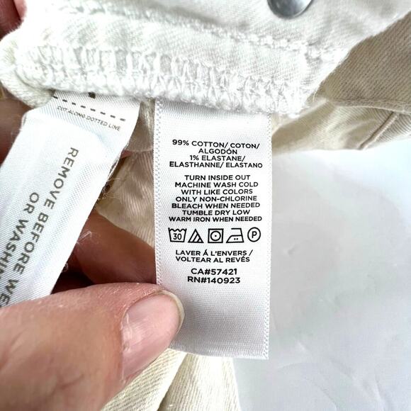 EUC LOFT 26/2 HIGH WAIST RELAXED STRAIGHT Frayed Hem Cream Casual Denim - Picture 7 of 11